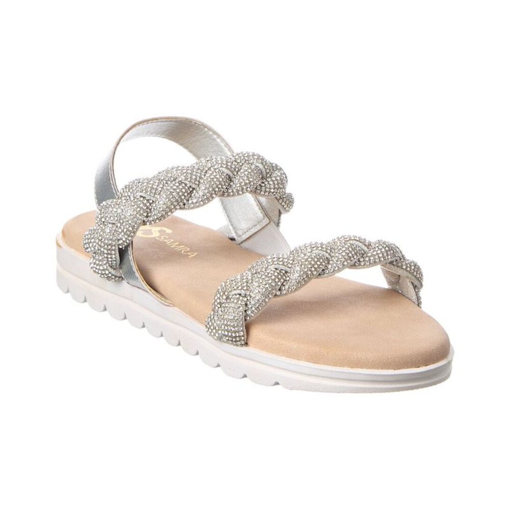 Yosi Samra Miss Bradie Slingback Canvas Sandal, Silver